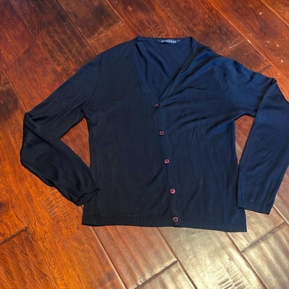 Club Beymen deep navy blue cardigan button down ribbed hemline and cuffs sz med